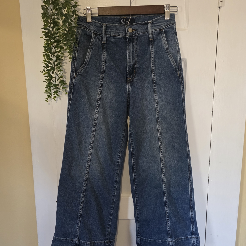 GAP Dark Blue Wide-Leg Cropped Jeans